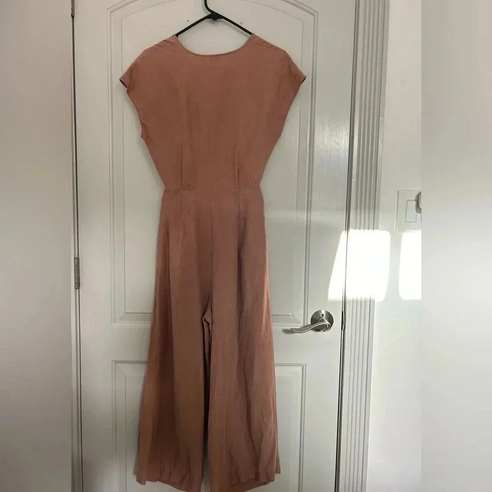 Aritzia Wilfred Linen Blend Wide Leg Jumpsuit size 2 beach boho vacation flowy
